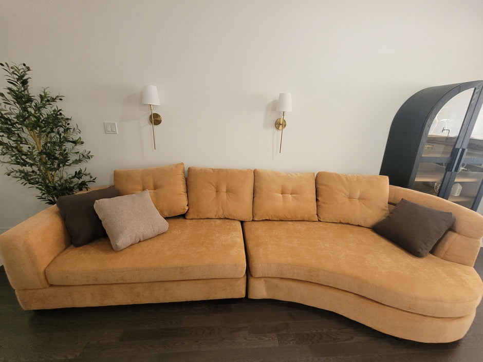 Luna Crescent Sofa – 135” Chenille Curved Lounge