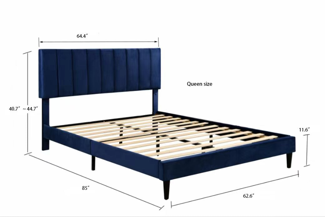 Bella Studio Clare Glam and Luxe Velvet Tufted Queen Bed with Channel AR Dynamic CaPadding in polyester velvet and padded with foam
Button Tufted Headboard
Polymer legs with black finish
Box spring not required
Material - Velvet fabric “100% polLuxe Velvet Tufted Queen BedAR Dynamic Ca