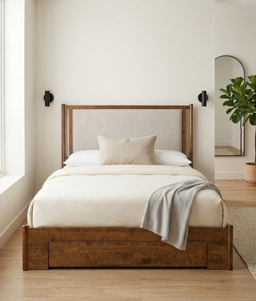 Arbor Bed Frame – Grey Chenille Storage Bed