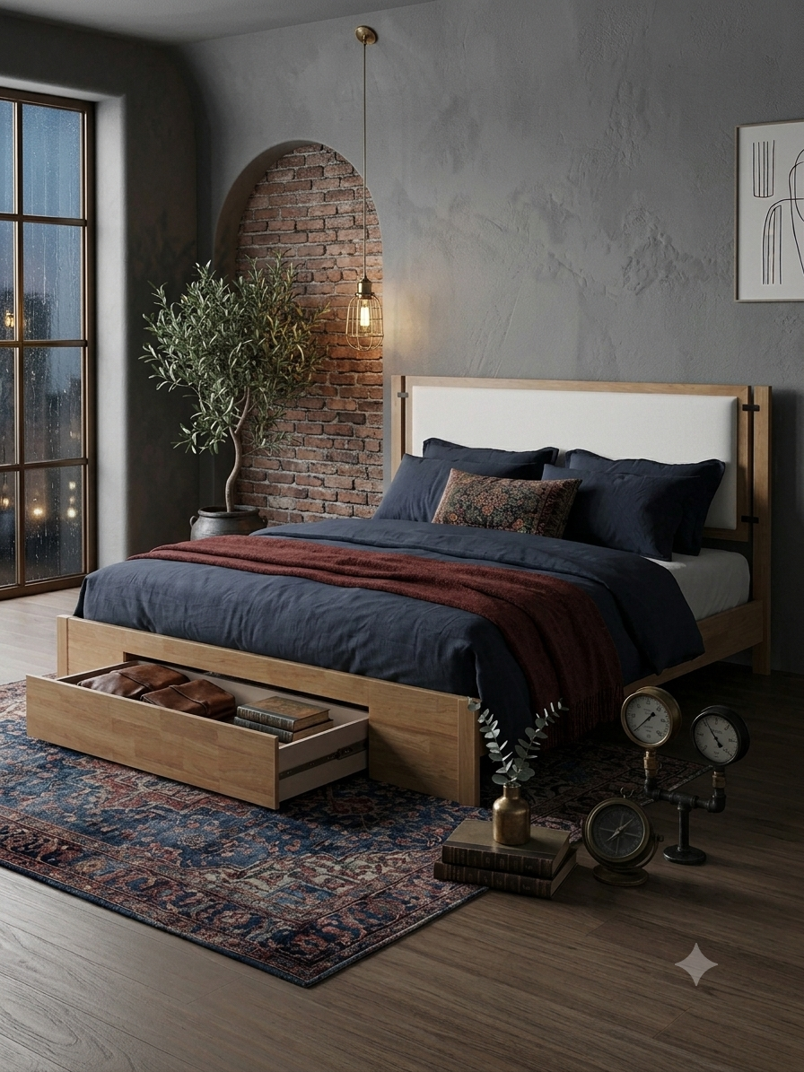 Haven Storage Bed – Beige Chenille