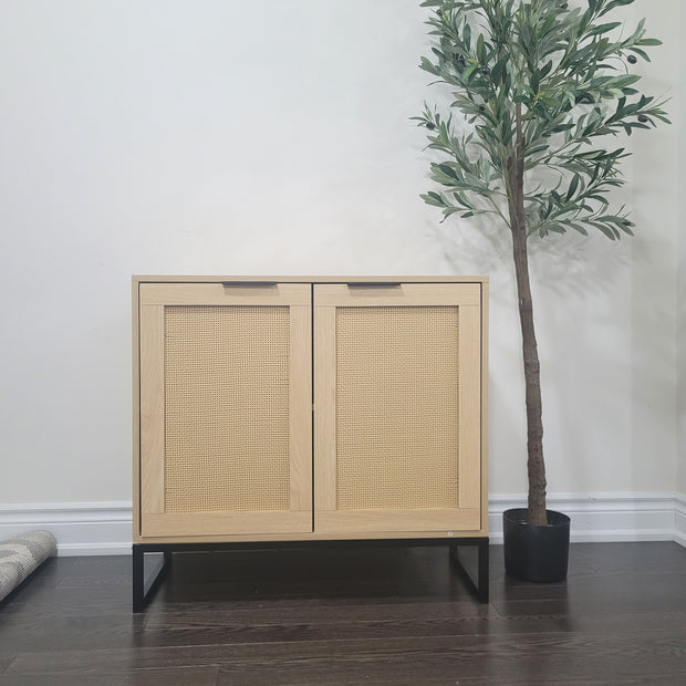 Oak Accent Storage Cabinet with 2 Rattan DoorsAR Dynamic CaAMPLE STORAGE SPACE: This vintage storage cabinet comes with spacious tabletop, which gives you enough space for books, photos, decorations or collections. The interLiving RoomOak Accent Storage CabinetAR Dynamic Ca