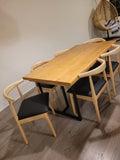 Solid wood horn chair with cushioned PU leather seat and ergonomic backrest