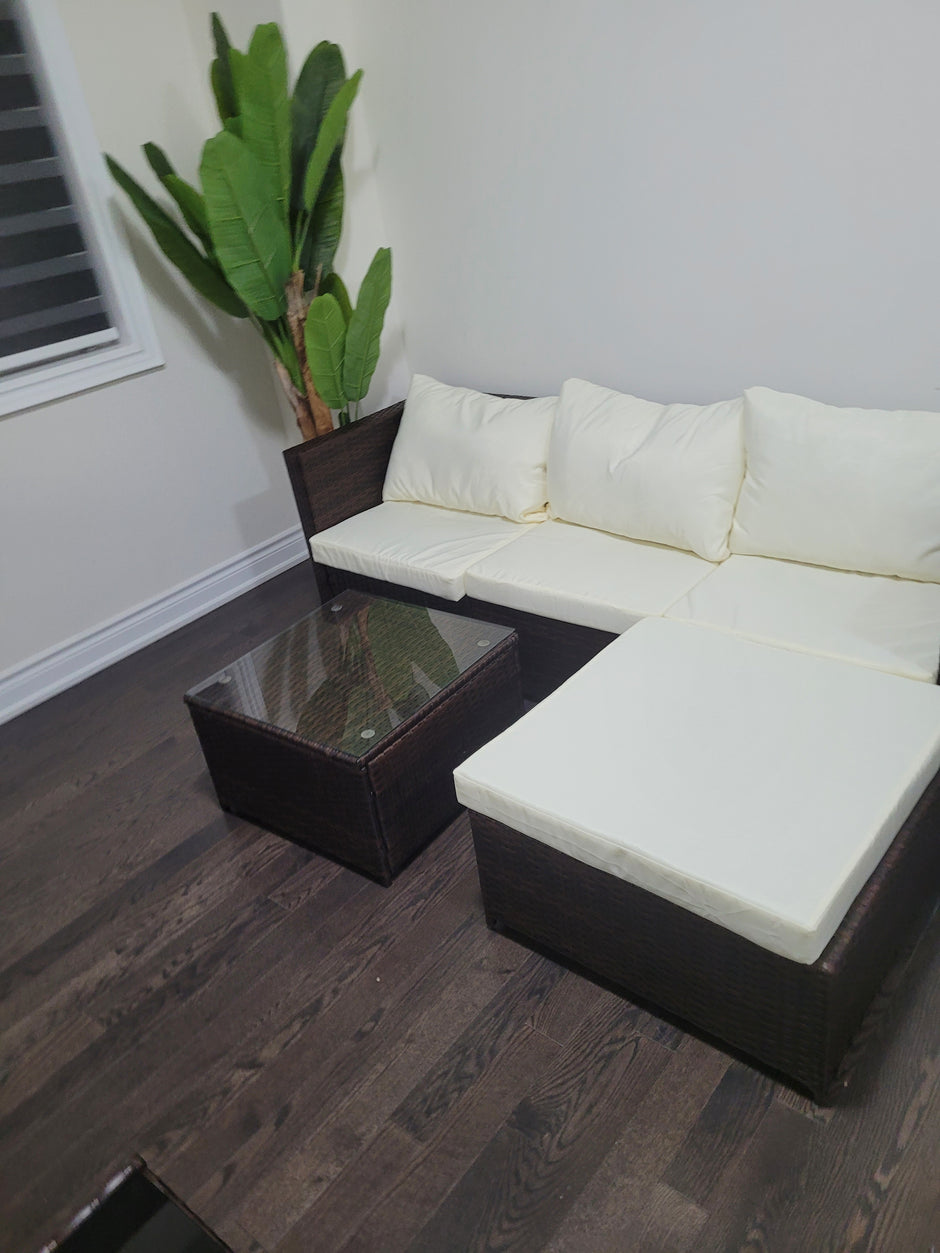 5 Piece Wicker Patio Sectional Furniture Set