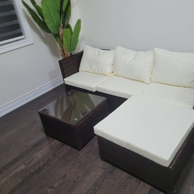 5 Piece Wicker Patio Sectional Furniture Set