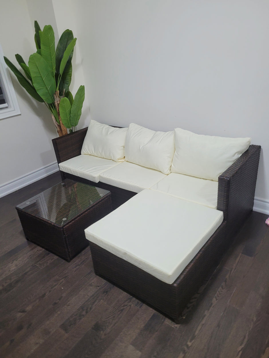 5 Piece Wicker Patio Sectional Furniture Set