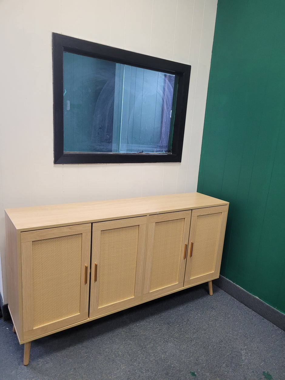 Accent Rattan Sideboard Buffet Cabinet with 4 Rattan Doors.