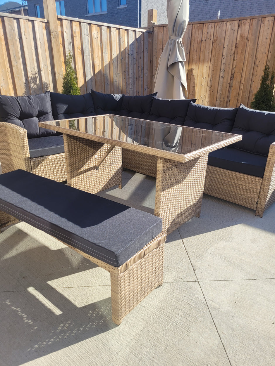 6-PIECE WICKER OUTDOOR PATIO SET WITH CUSHIONS
