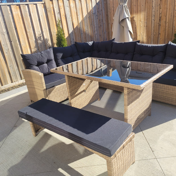 6-PIECE WICKER OUTDOOR PATIO SET WITH CUSHIONS