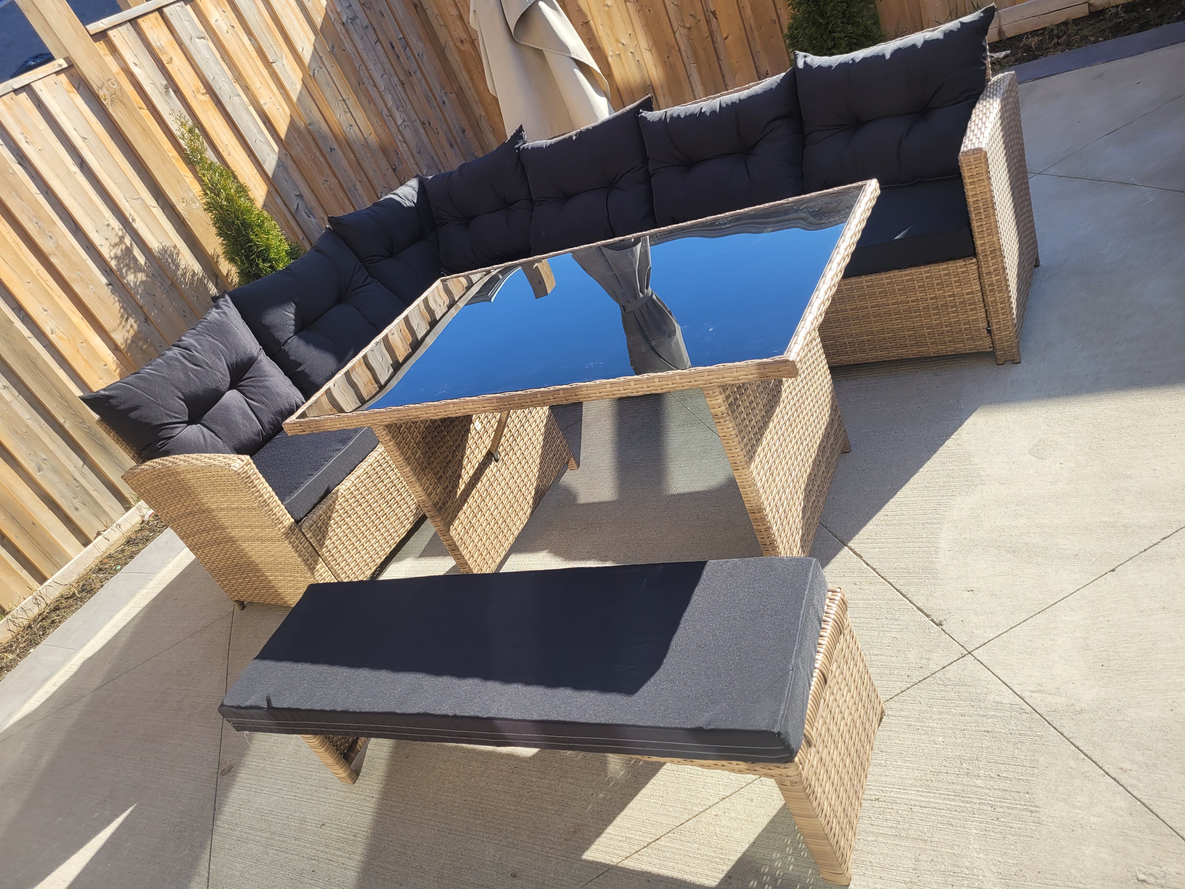 6-PIECE WICKER OUTDOOR PATIO SET WITH CUSHIONS