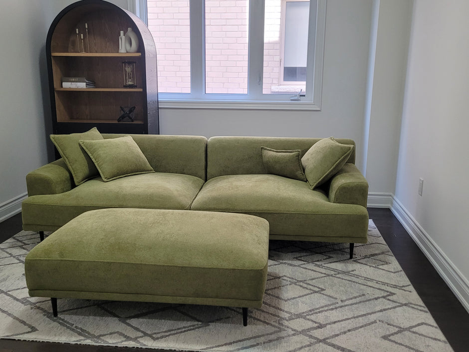 The Sage Haven Sofa with Ottoman – Modern Chenille Comfort