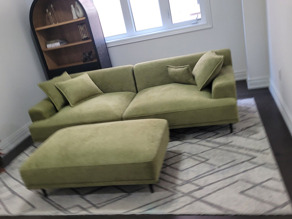 The Sage Haven Sofa with Ottoman – Modern Chenille Comfort
