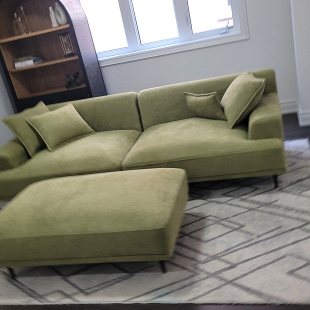 The Sage Haven Sofa with Ottoman – Modern Chenille Comfort