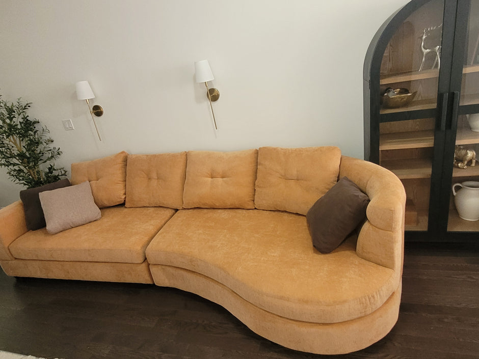 Luna Crescent Sofa – 135” Chenille Curved Lounge