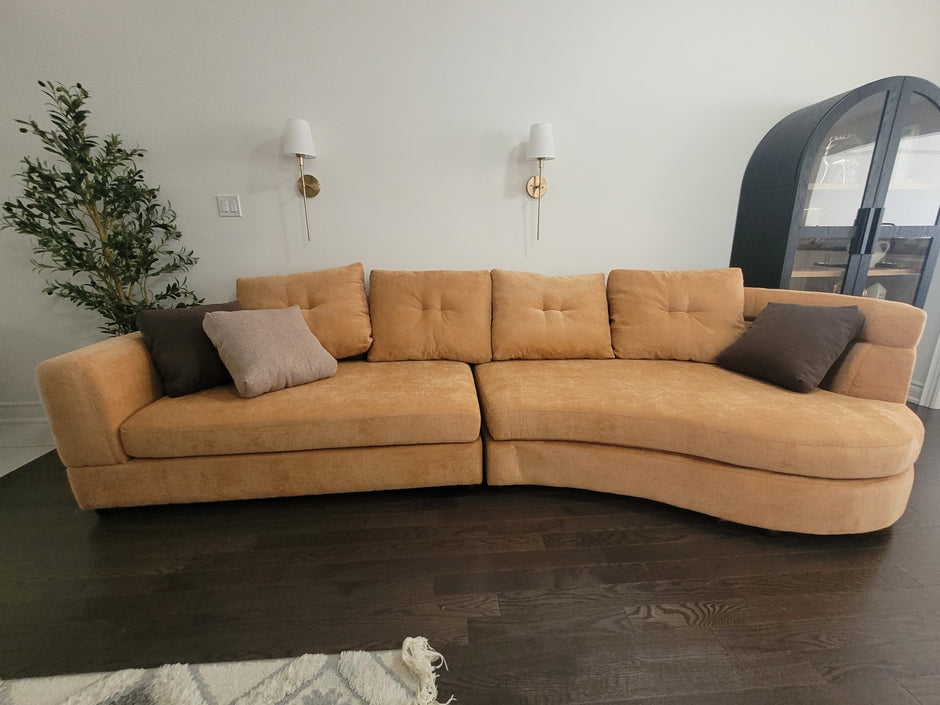Luna Crescent Sofa – 135” Chenille Curved Lounge