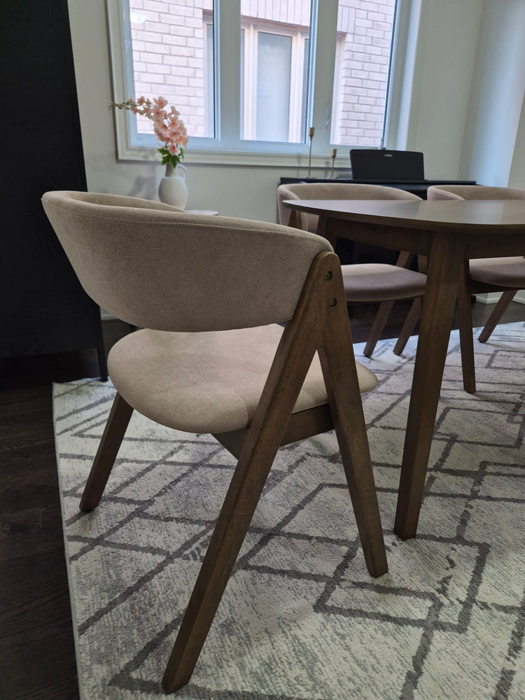 Rear view of ELIO fabric upholstered dining chair