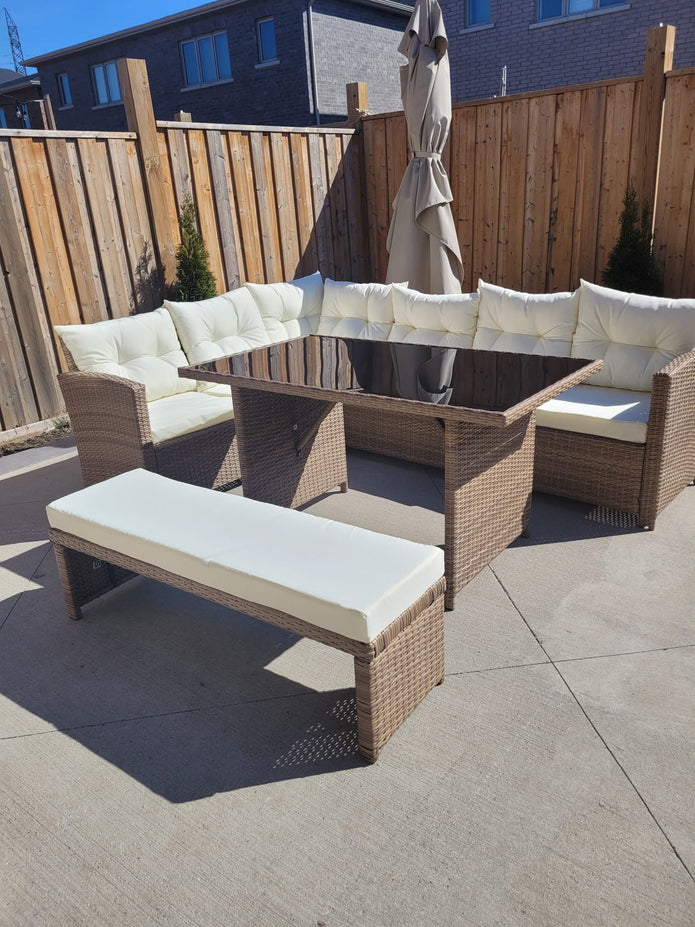 6-PIECE WICKER OUTDOOR PATIO SET WITH CUSHIONS