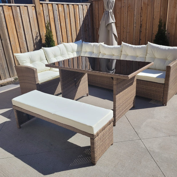 6-PIECE WICKER OUTDOOR PATIO SET WITH CUSHIONS