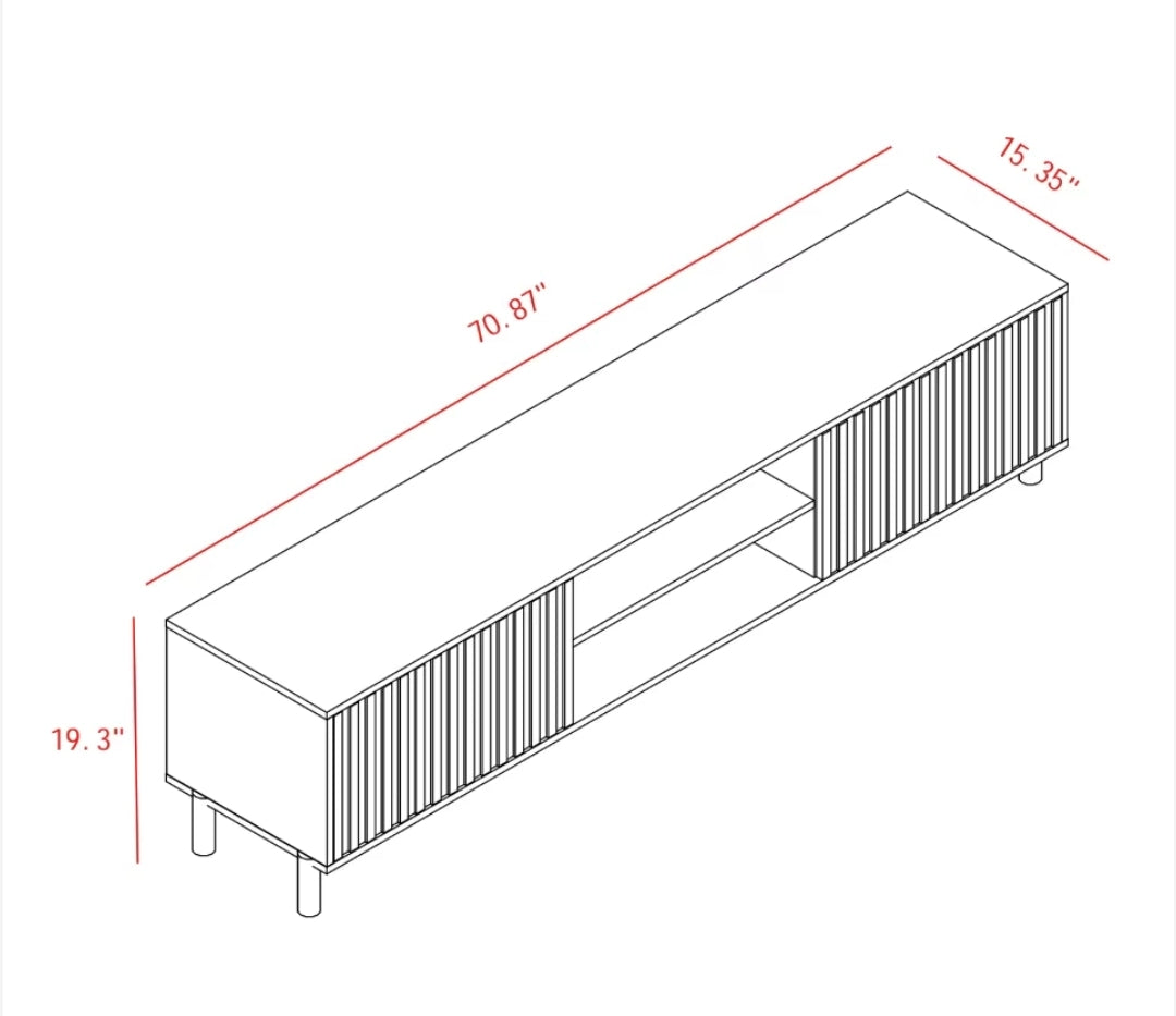 Fluted 70" TV Stand — Natural Oak