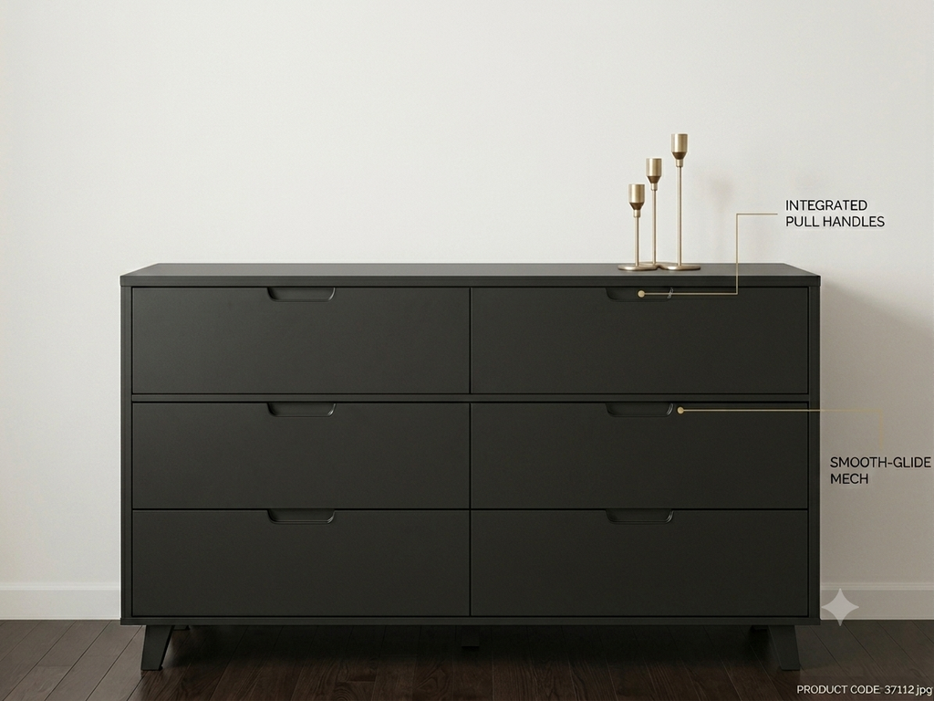 6-Drawer Double Dresser – dimension diagram showing 60.02" width, 16.93" depth, 37" height