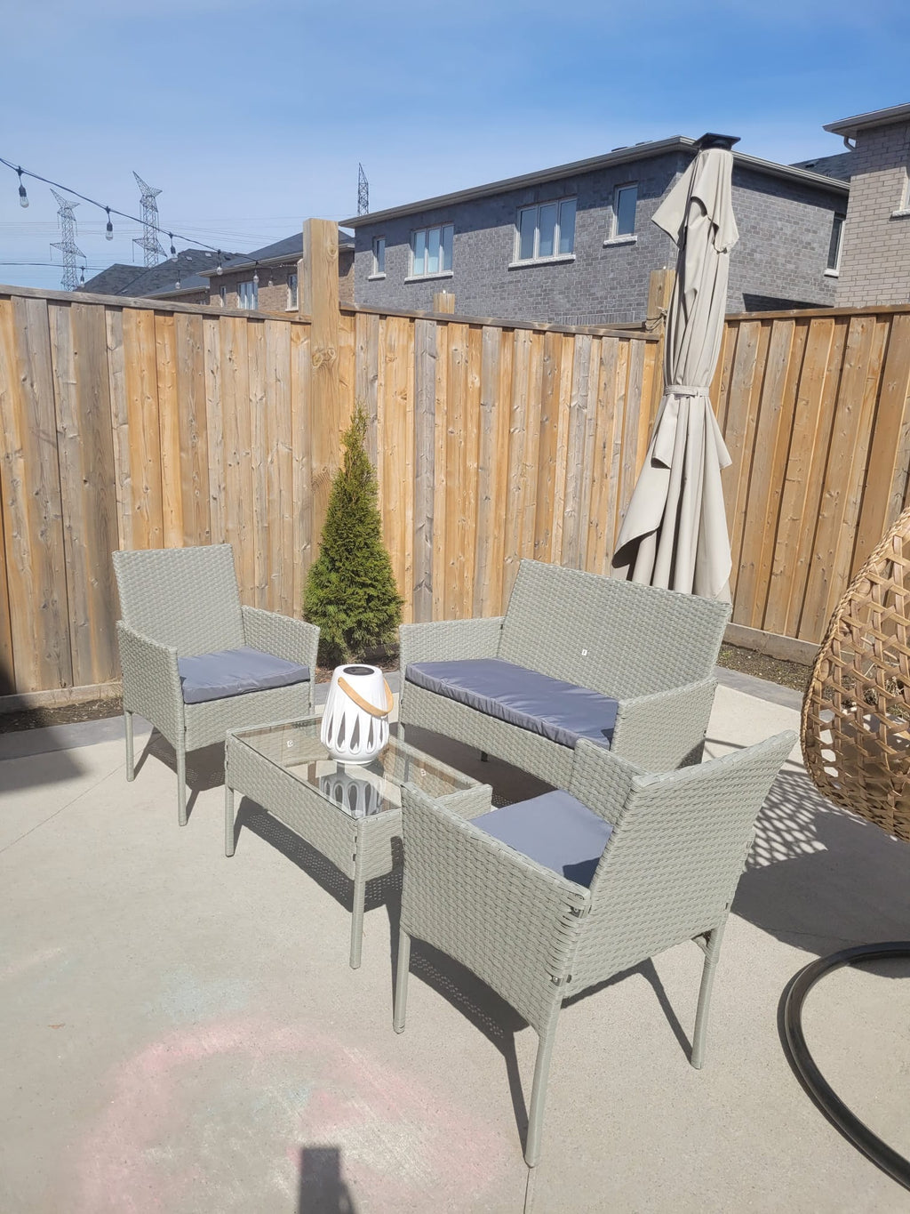 4 PC WICKER PATIO BROWN SET
