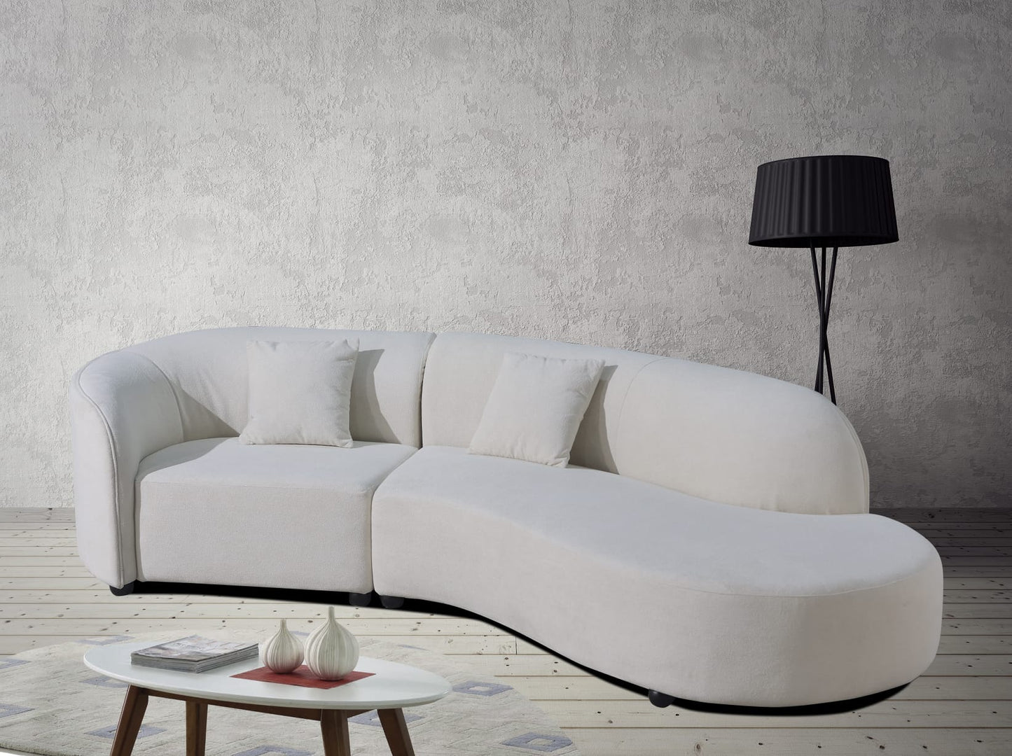 Curved Sofa – Bouclé Teddy Fleece