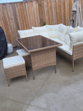 Garden Outdoor 7 pc Lounger Set Dark Light Wicker with Beige Cushion