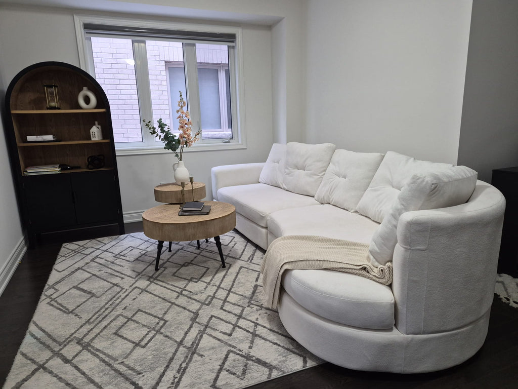 Luna Crescent Sofa – 135” Chenille Curved Lounge