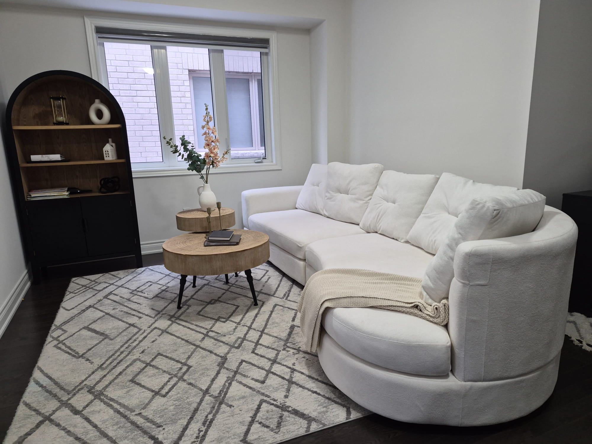 Luna Crescent Sofa – 135” Chenille Curved Lounge