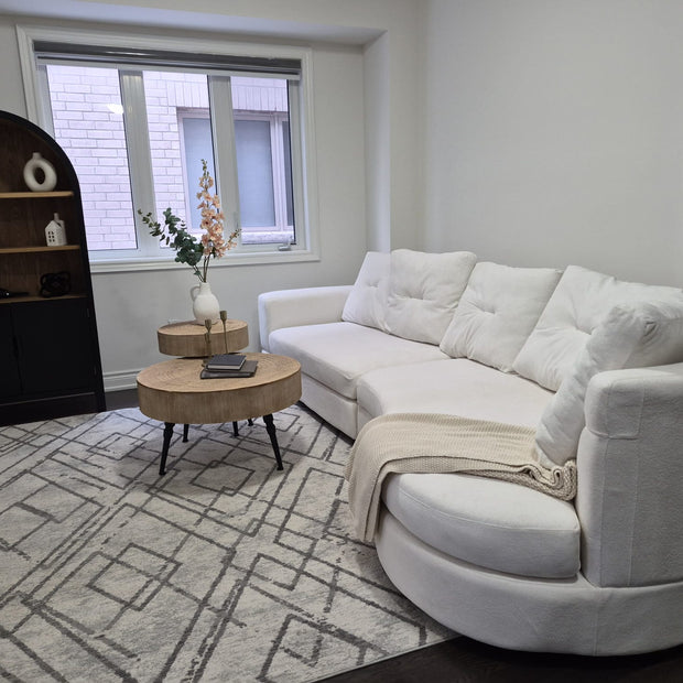 Luna Crescent Sofa – 135” Chenille Curved Lounge