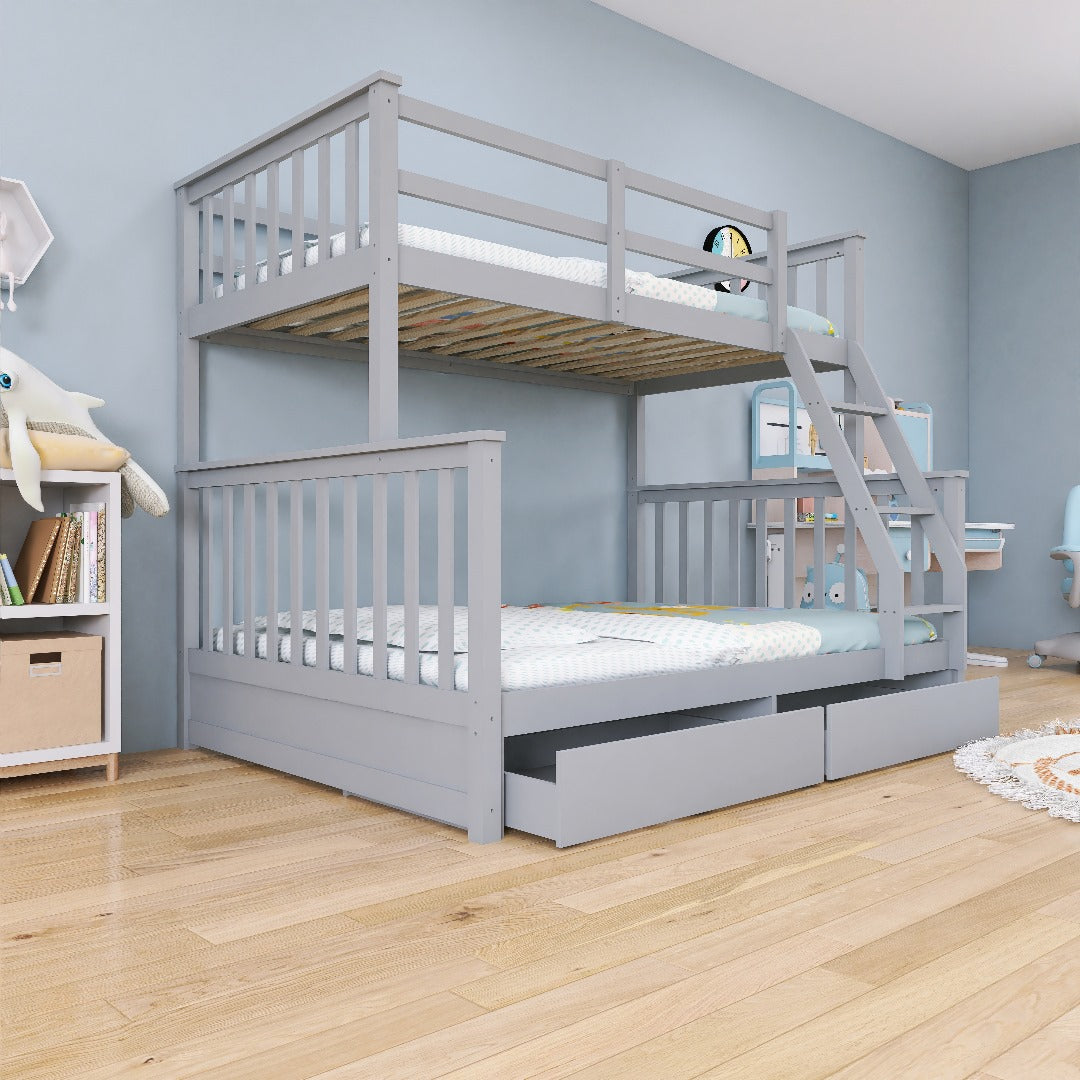 ARDYNAMIC Single Over Double Convertible Bunk Bed with Drawers in GreyAR Dynamic CaThe ARDYNAMIC Single Over Double Convertible Bunk Bed brings traditional style to your child's room. It features breezy slatted style headboards and foot boards and Bunk bedsDouble Convertible Bunk BedAR Dynamic