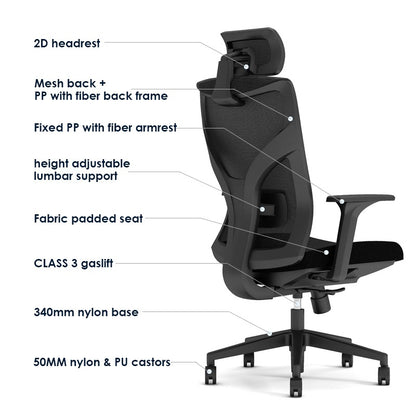 AVRenon-H Ergonomic Home Office ChairAR Dynamic Ca"1) High back new model swivel mesh office chair 2) Mesh back + PP with fiber back frame + 2D headrest with height &amp; angle adjustable + height adjustable lumbar OFFICE chairErgonomic Home Office ChairAR Dynamic Ca