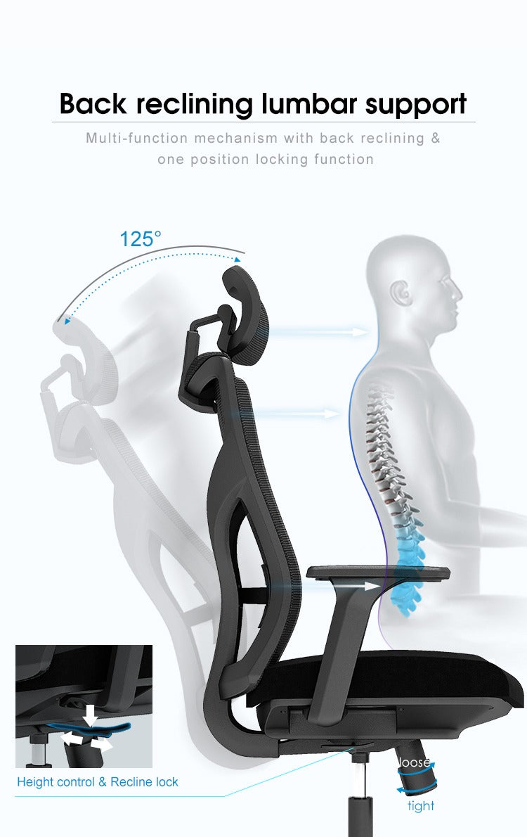 AVRenon-H Ergonomic Home Office ChairAR Dynamic Ca"1) High back new model swivel mesh office chair 2) Mesh back + PP with fiber back frame + 2D headrest with height &amp; angle adjustable + height adjustable lumbar OFFICE chairErgonomic Home Office ChairAR Dynamic Ca