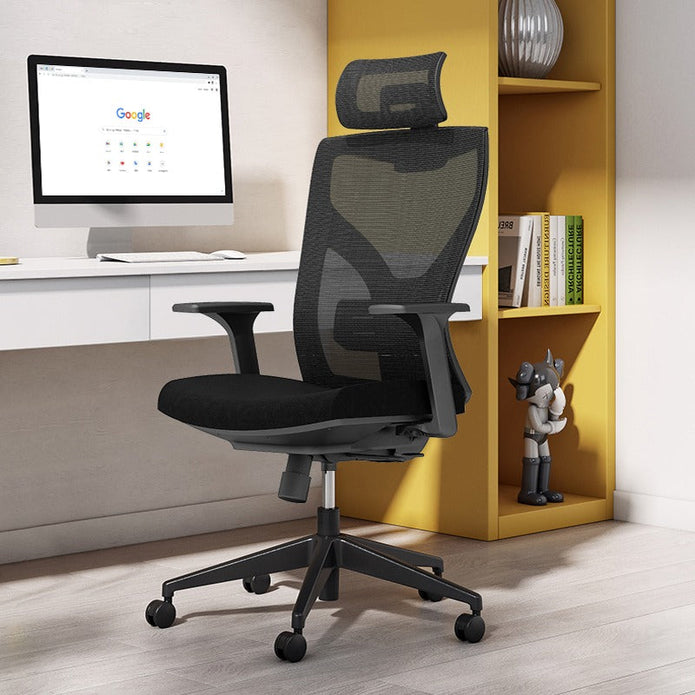 AVRenon-H Ergonomic Home Office Chair with high back mesh, adjustable headrest, lumbar support, and padded seat
