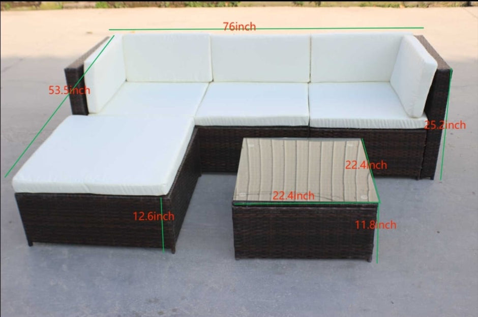 5 Piece Wicker Patio Sectional Furniture Set