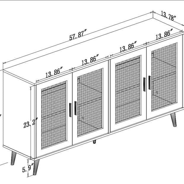 Accent Rattan Sideboard Buffet Cabinet with 4 Rattan Doors.AR Dynamic CaThe Handcrafted from natural rattan give an elegant modern look.
It has noiseless closure with cushioning design for added comfort.
This is made of premium particlebLiving RoomAccent Rattan Sideboard Buffet CabinetAR Dynamic Ca