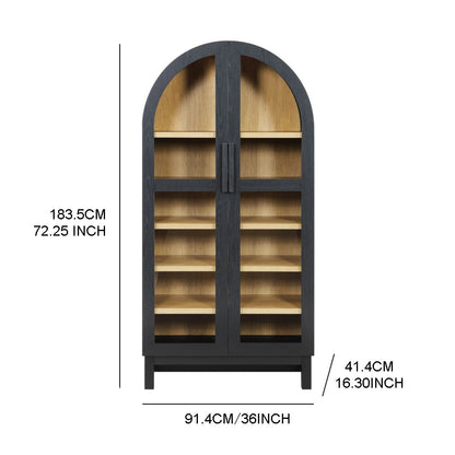 Solid Wood Frame Arc Cabinet, Black Finish