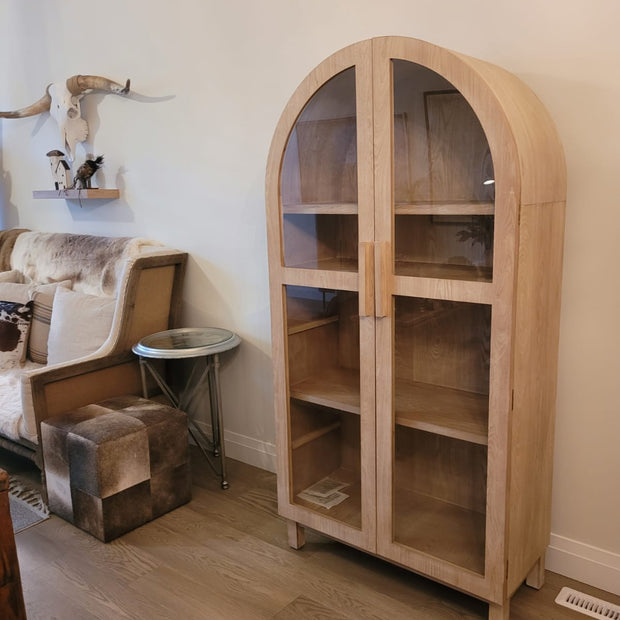 Solid Wood Frame Arc Cabinet, Black Finish