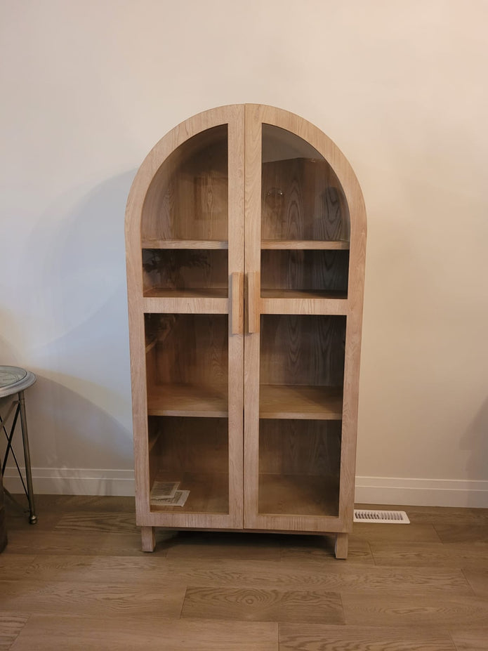 Solid Wood Frame Arch Cabinet, Black Finish