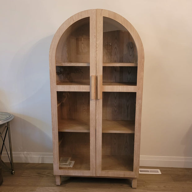 Solid Wood Frame Arc Cabinet, Black Finish