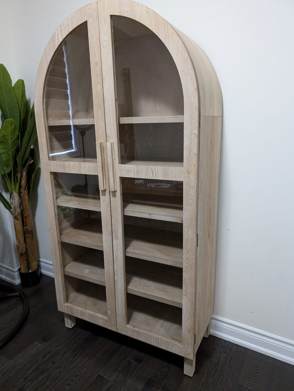 Solid Wood Frame Arch Cabinet, Black Finish
