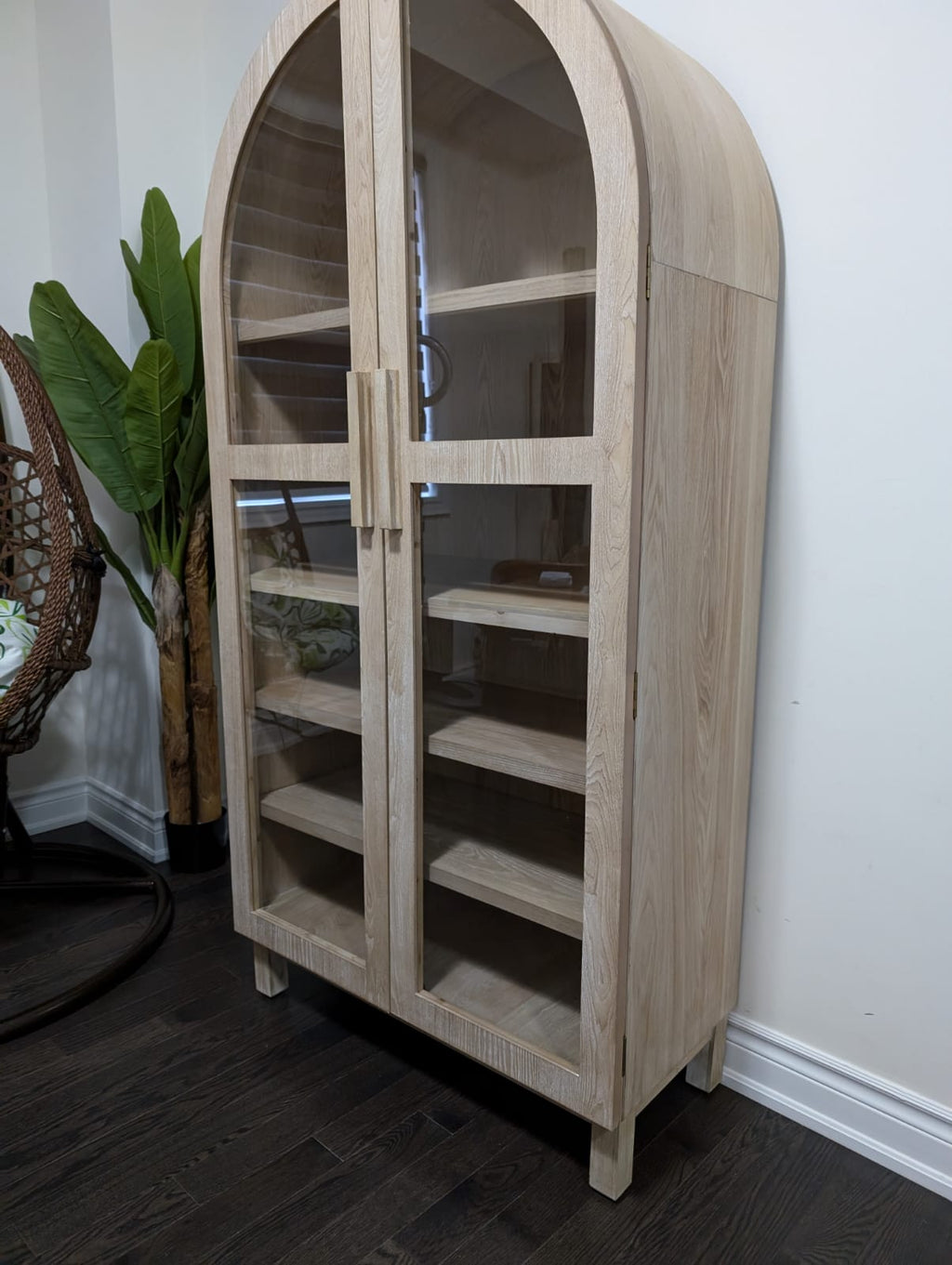 Solid Wood Frame Arch Cabinet, Black Finish