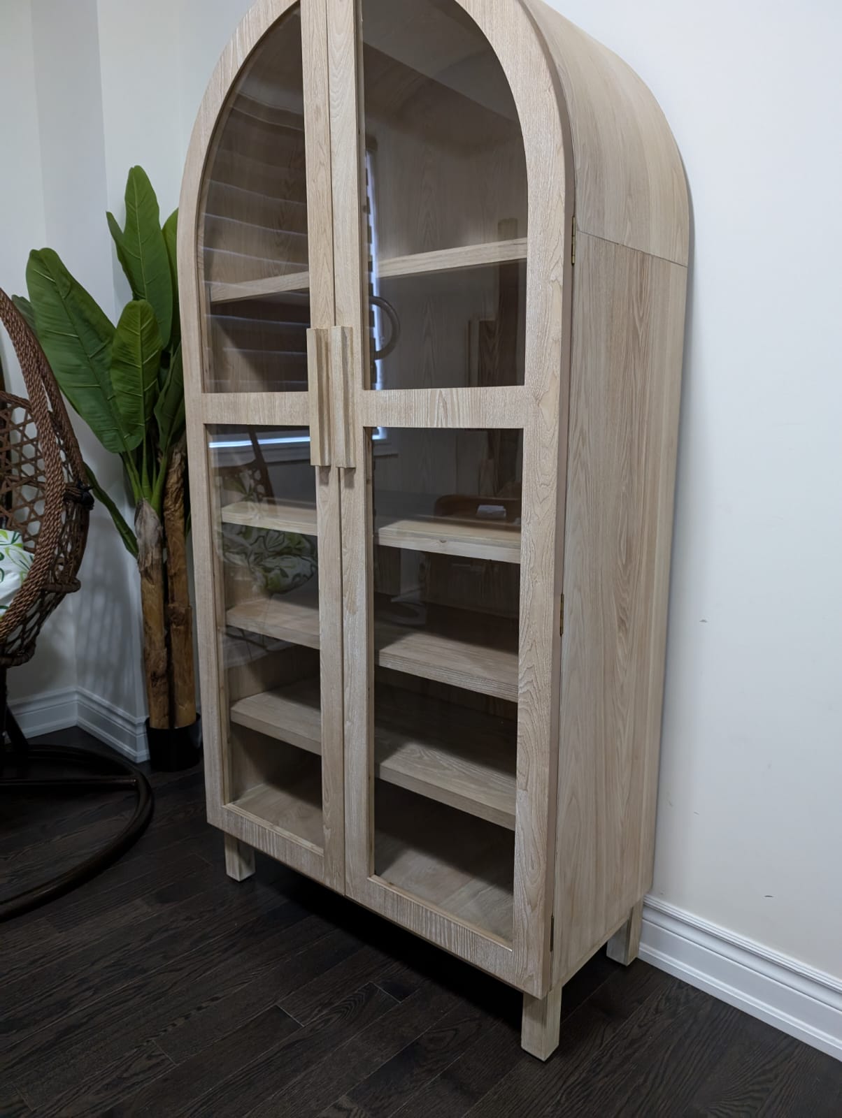 Solid Wood Frame Arch Cabinet, Black Finish