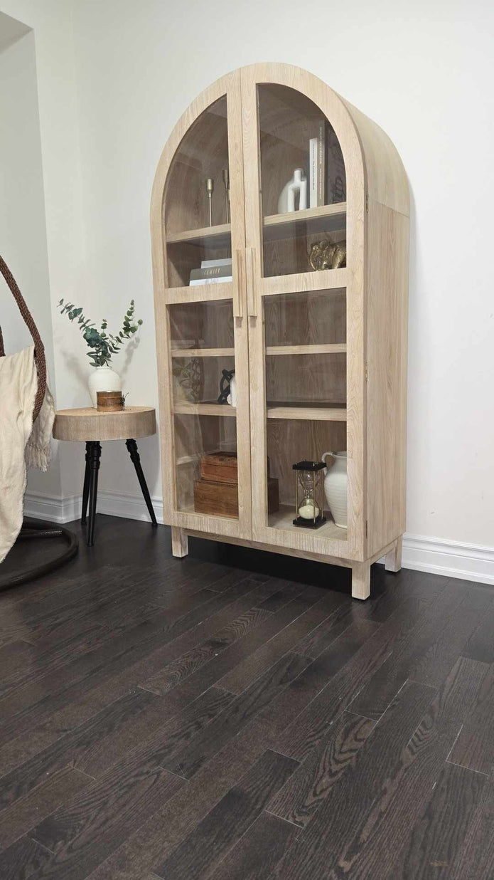 Solid Wood Frame Arch Cabinet, Black Finish