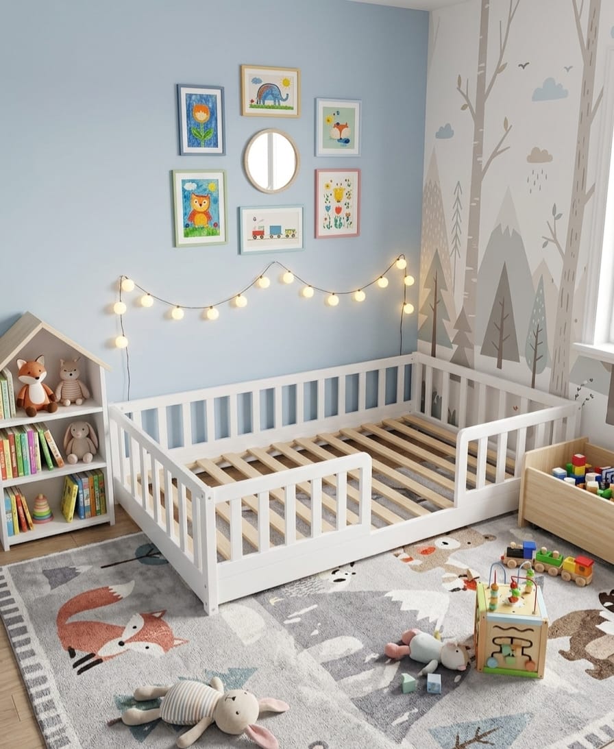 Double Willow Montessori Floor Bed – Solid Pine Wood