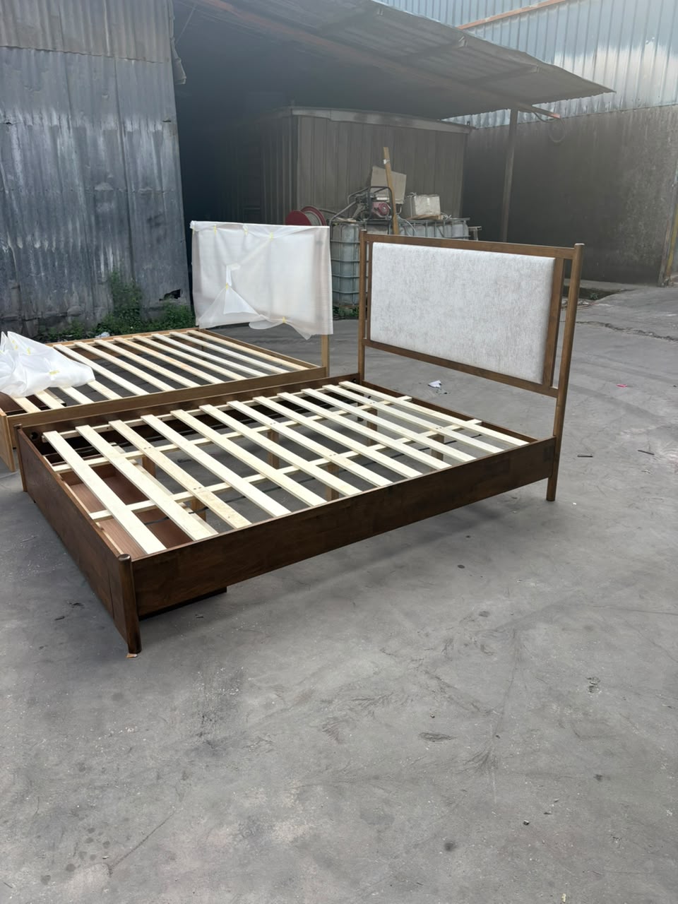 Arbor Bed Frame – Grey Chenille Storage Bed