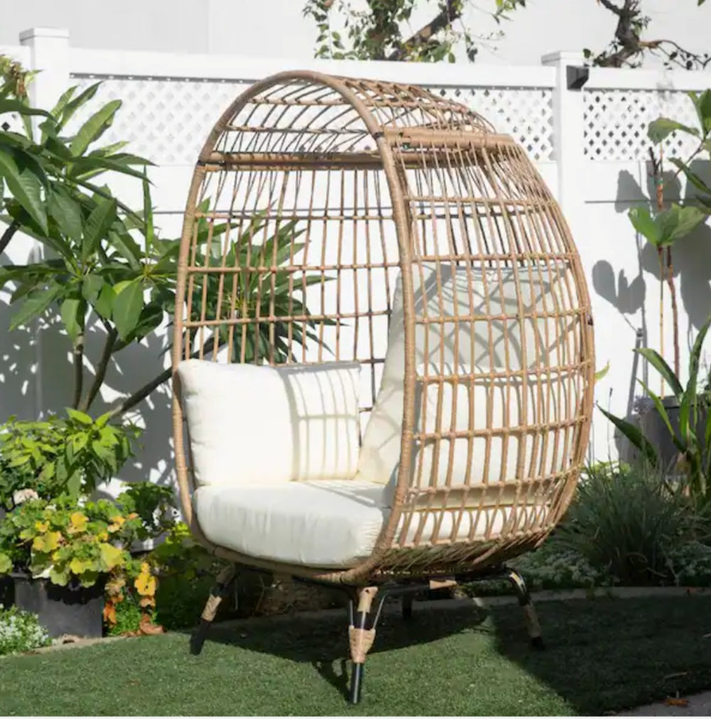 40 in. W Oversized Wicker Egg Chair Patio Backyard Living Room Indoor/AR Dynamic CaBring an effortless sense of style and comfort to your outdoor backyard or interior space. This gorgeous egg shape chair is constructed with a delicate wrapped WickePatio furniture40AR Dynamic