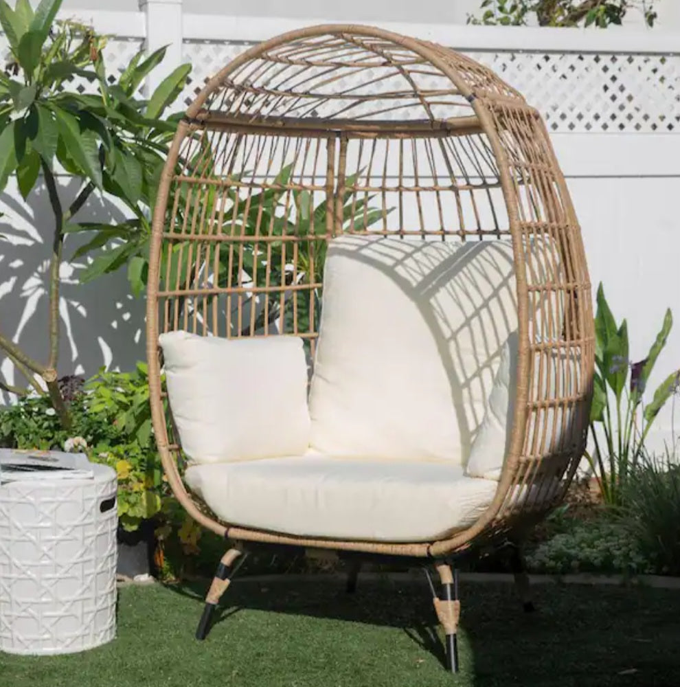 40 in. W Oversized Wicker Egg Chair Patio Backyard Living Room Indoor/AR Dynamic CaBring an effortless sense of style and comfort to your outdoor backyard or interior space. This gorgeous egg shape chair is constructed with a delicate wrapped WickePatio furniture40AR Dynamic