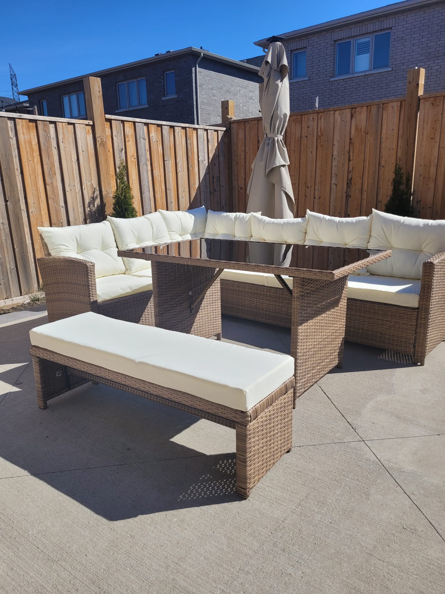 6-PIECE WICKER OUTDOOR PATIO SET WITH CUSHIONS