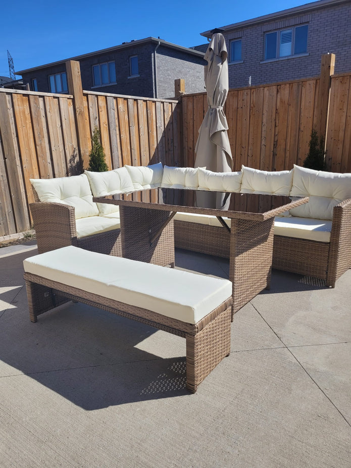 6-PIECE WICKER OUTDOOR PATIO SET WITH CUSHIONS