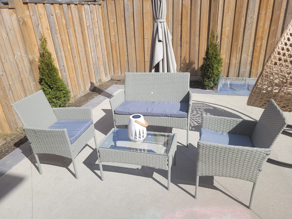 4 PC WICKER PATIO BROWN SET